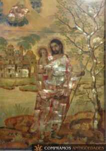 cuadros religiosos de nácar Antiguos soporte óleo sobre tabla.